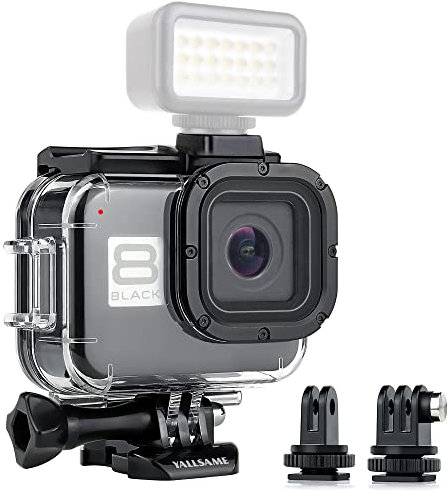 YALLSAME Custodia impermeabile per GoPro Hero 8, custodia protettiva per fotografia subacquea da 59,7 m, con 2 adattatori per scarpe fredde, accessori ideali per Go Pro 8, immersioni subacquee,
