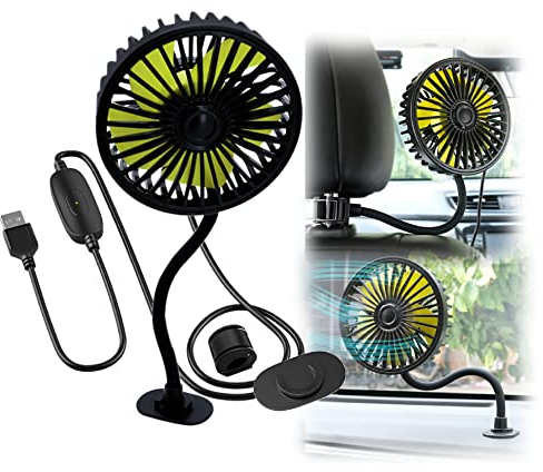 Auto Mini Ventilator,BLOOOK USB KFZ Ventilator,Klein Ventilatoren,Mini Lüfter Schwanenhals,mit 3 Geschwindigkeiten 360° Drehung Fans Persönlicher für Pkw SUV RV Wohnmobil