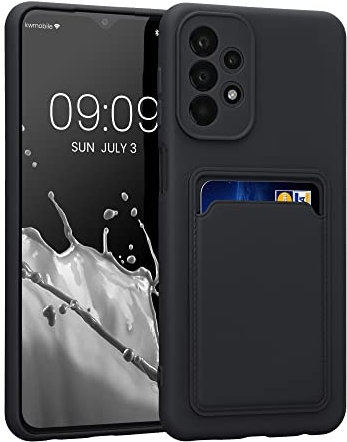 kwmobile Housse Compatible avec Samsung Galaxy A23 4G / 5G Coque - Housse de téléphone avec Compartiment Carte en Silicone - Noir