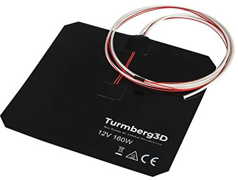 Turmberg3D - Schwarze Silikonheizmatte für 3D Drucker, kompatibel zB mit Anycubic i3 Mega (Variante A, 12V 160W)
