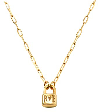 MYKA - Personalisierte Halskette mit Initialenschloss und Büroklammer-Gliederkette – 14 Karat Gelbgold, 0,925 Sterlingsilber, 18 Karat Gold und Roségold-Vermeil – maßgeschneiderter Schmuck für