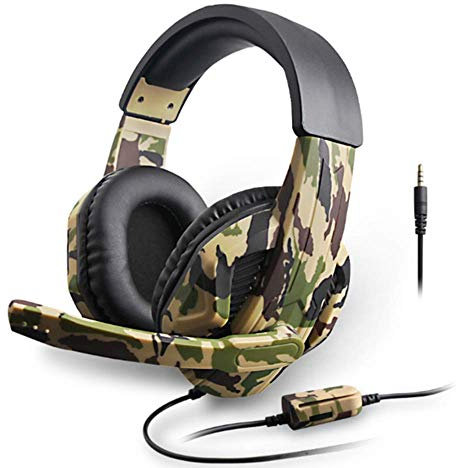 ADITAM New 3.5mm Camouflage Gaming Headset Professional Gamer Stereo Head-mounted Headphone Computer Earphones for PS4 PS3 Xbox Switch Double the comfort