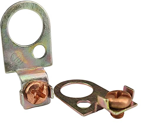 10x Erdlasche mit Loch für Erdkabel Erdschelle Erdleiterbrücke mit eingedrehter Erdungsschraube gelb-verzinkt (ø 13,5mm)