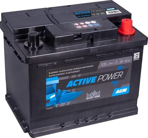 intAct AGM Versorgungsbatterie 12V 60Ah - speziell für Camping, Wohnmobil und Boote - auslaufsichere und wartungsfreie AGM-Batterie - Maße (LxBxH): 242x175x190mm, Pluspol rechts