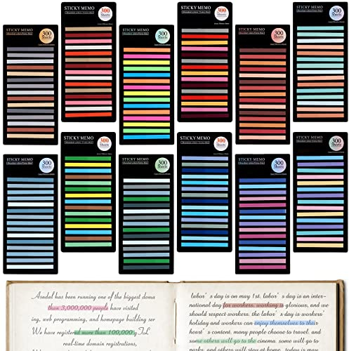 3600 Piezas Marcadores Adhesivos Transparentes, Índices Adhesivos Neón Escribibles, Set de Pestañas de Índice Impermeables para Leer/Tomar/Notas/Clasificar/Oficina/Escuela/Hogar