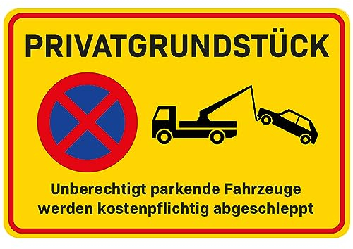 Privatgrundstück schilder parken verboten - Schild parkverbotsschild privatparkplatz parken verboten - 30x20cm (Privatgrundstück Schilder parken verboten GELB (ALU-Dibond))