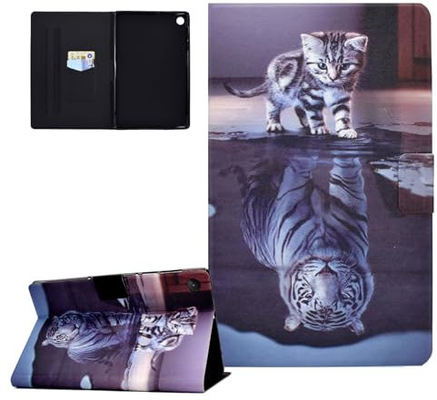 Hülle für Lenovo Tab M10 3rd Gen 10.1 Zoll (TB-X328FU/TB-X328XU) 2022, PU Leder Tablette Schützhülle mit Ständer Cover Case Auto Schlaf/Wach für Lenovo M10 (3. Generation) 10.6, Katze und Tiger
