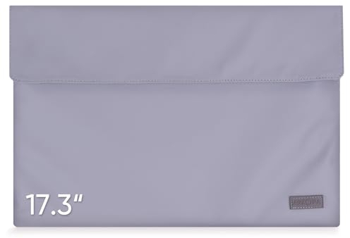 ARZOPA Bolsa para computadora de 17.3, Cuero de PU, Material y Base Impermeables, Forro Suave, Cierre magnético Fuerte, Almacenamiento Enrollable, fácil de Transportar (Gris)