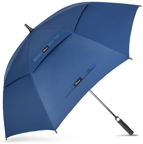 NINEMAX Grand Parapluie Golf, XL Ombrelle Grande Taille Anti Vent Solide Résistant, Parapluies Geant Tempete Incassable pour Homme Femme 2 Personnes (Indigo)