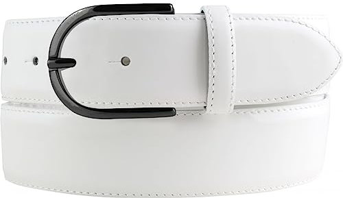 BELTINGER Cintura in vernice 4 cm | Cintura lucida da donna 40mm | Cintura elegante da donna | Fibbia nera | Bianco 90cm