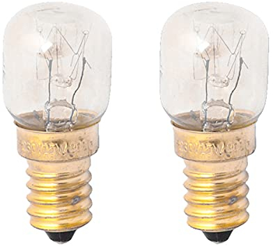 2 Bombillas para Horno y Microondas, E14 15W 230V 80 Lúmenes 2800K, Resistente a Altas Temperaturas hasta 300 Grados (ST25 ⌀25mm)
