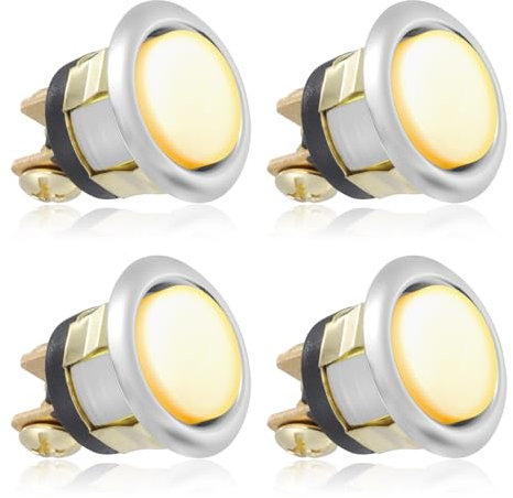 4pcs Silver Lighted Doorbell Button Replacement Pack, LED Door Bell Push Buttons Switch Replacements Kit Hardware Home Garage Wall Front Doors Easy To Install, Yellow Light