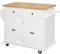 HOMCOM Isla de Cocina con Ruedas Carro de Cocina con 2 Cajones 4 Puertas Especiero Encimera de Madera y Barra Lateral para Comedor 111x44,5x82,5 cm Blanco
