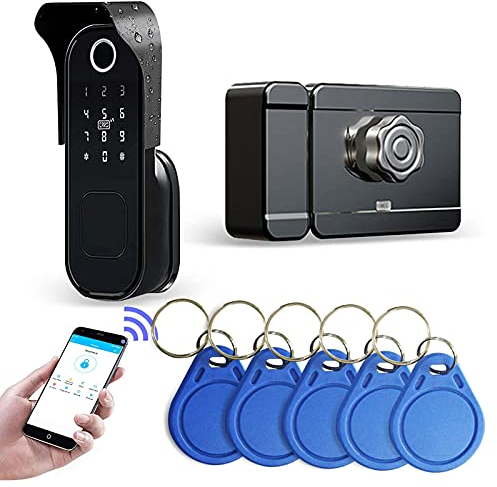 Wolf Guard TT01 Serrure de porte intelligente sans clé avec empreinte digitale biométrique avec contrôle d'application, bouton de porte intelligent Bluetooth avec poignée (TT01 TTLOCK APP)