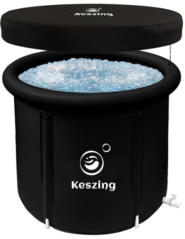 Keszing Faltbare Badewanne Eisbad Aufblasbare Badewanne Erwachsene Eisbaden Tonne Faltbare Ice Bath Tub Freistehende Eistonne (schwarz, 75x75cm)