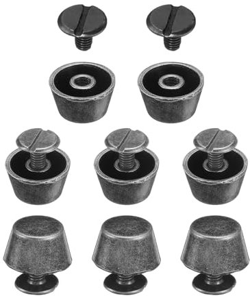 QUARKZMAN 8 Set Chiodi Testa Piana Borchie 12mm Metallo Borsa Chiodo Testa Perno Fibbia Piatta Bottone Tappo Cono Rivetti Secchio Strumenti Punta Set per Artigianato Pelle, Colore Pistola