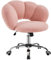 Yaheetech Boucle Upholstered Desk Chair Makeup Vanity Chair with Wheels Cloud-shaped Accent Chair Swivel Home Office Chair with Adjustable Height for Living Room, Bedroom Women Pink