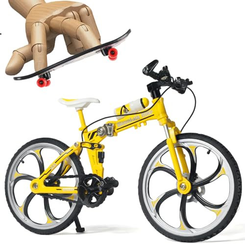 Risopen 1:8 Skala Druckguss Metall Mini Mountainbike Fahrrad Modell Spielzeug Finger BMX Spielzeug Desktop Dekoration Handwerk für Radfahren Liebhaber (gelb)