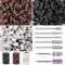 BELICOO Schleifhülsen Nagelfräser 300 Stück mit 7 Stück Nagelbohrer, 150/180/240 Grit Schleifkappen Nagelfräser, Nagelfräser Aufsätze für Nageldesign Maniküre Pediküre Nagelpflege Nagelkunst