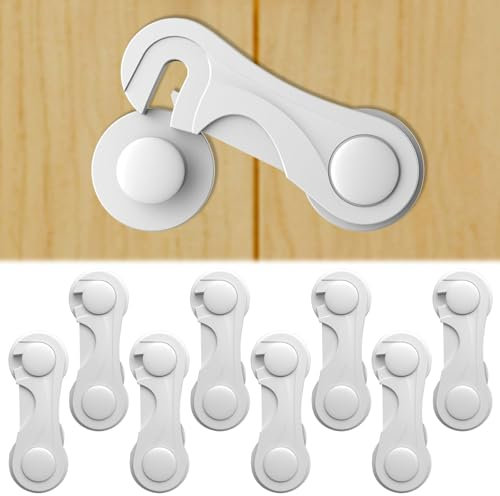 8 Pcs Cupboard Locks for Children Baby Safety Locks, Child Safety Cupboard Locks, Strong Adhesive Baby Door Safety Locks, Child Wardrobe Plastic Locks for Cabinets Drawers Fridge Door