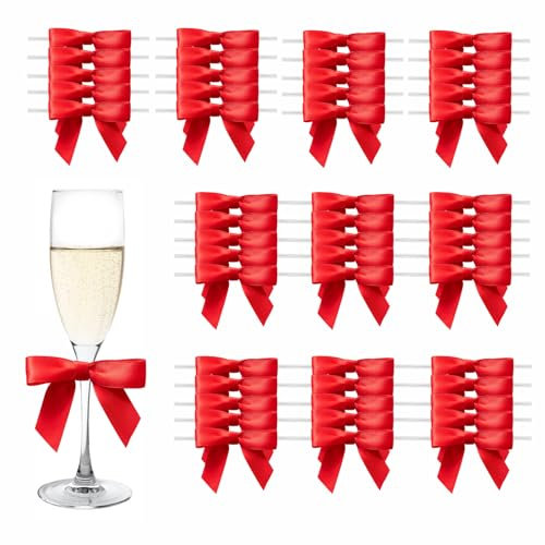 MORSUNBELA 50 Stück Geschenkschleifen Schleifen Weihnachtsbaum Rot Geschenk Schleifen Kleine Schleifen Geschenk Deko für Hochzeiten Geschenkverpackungen