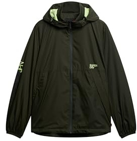 Superdry, HOODED LOGO WINDBREAKER JACKET, M5012101A, Surplus Goods Olive Green, XXL, MEN