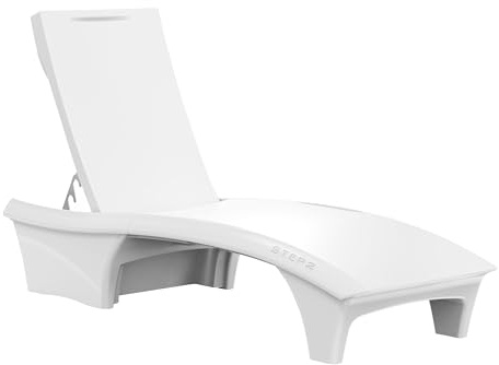 Step2 Vero Plastic Pool Lounger in White – with 5 Positions | Sun Deb with Weighted Base and UV20-Rated Plastic – for pool edges up to 22.9 cm | Outdoor/Garden Sun Lounger