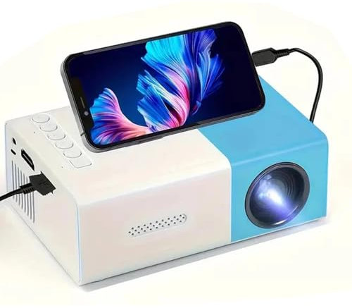Mini Projector, Portable Phone Projector 1080P Full HD Support, Mini Projector for Bedroom with Remote Control, Compatible with HDMI/Audio/Smartphone/Tablet/PC/TV Stick/USB/AV (Blue)