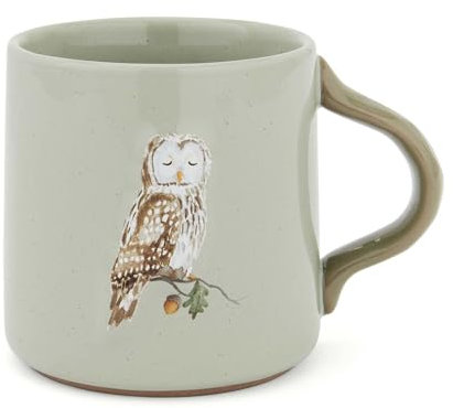Cooksmart Forest Fable Green Reverse Conical Mug | British Designed Stoneware Coffee & Tea Mug | Woodland-Inspired Embossed Design | Rustic Farmhouse Drinkware | Dishwasher & Microwave Safe | 330ml