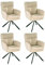 Home4You Esszimmerstuhl 4er Set - 180 Grad drehbar - Beige - Schwarz - Cordbezug - Metallgestell - Küchenstuhl Wohnzimmerstuhl Drehstuhl Polsterstuhl