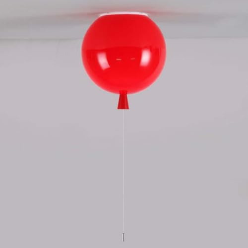AoLa Kinderzimmer Deckenleuchte Ballon, Bunte Ballon Deckenlampe mit Schalter lnnen Jungen Mädchen Zimmer Dekorativer Kronleuchter E27 Kugel mit Acryl Lampenschirm Ballonlampe,Rot,30CM
