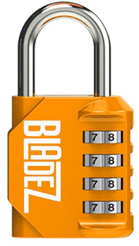 Bladez Combination Padlock with Code, Heavy Duty 4 Digit Pad Locks with Code, Weatherproof & Rust Resistant Locker Padlocks for Gym, School, Shed, Toolbox, Storage & Gate Pack of 1 Gold