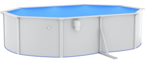 Poolzon Pool mit Stahlwand und Sandfilterpumpe Ovale Schwimmbecken Aufstellpool UV-beständige PVC-Auskleidung 490 x 360 x 120 cm