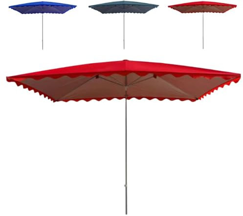 Sombrilla rectangular ajustable de 3 x 2 m, para jardín, patio, balcón y piscina, 6 varillas de altura ajustable (rojo, 10 x 6.5 pies)