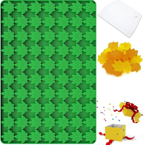LeGeYo Silikonform in Blattform mit 70 Mulden, für Schokolade, Gummibärchen, Kekse, Gelee, Kuchendekoration