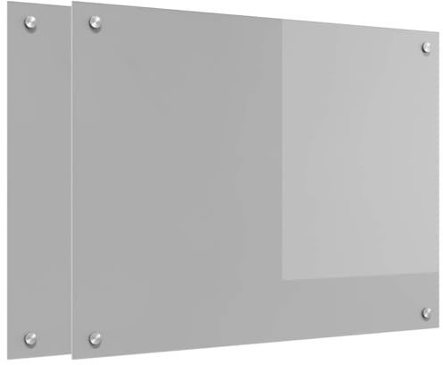 vidaXL Kitchen Backsplash 2 pcs Light Grey 80 x 60 cm Tempered Glass, Modern Kitchen Backsplash, Durable Heat-Resistant Glass Shield, Sleek Cooking Space Upgrade, Minimalist Protective Panel