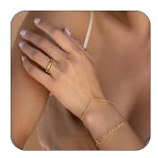 SHOFUL Handkette Goldarmbänder für Frauen Trendige Sachen Ringarmband Handkette Zarten Kettenarmband Handschmuck Geschenke(Stil 1)