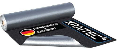 KRAITEC® top alu FiRe Bautenschutzmatte 8mm x 25cm x 8m | schwerentflammbar mit Alutriplexfolienkaschierung | Unterlage bei Photovoltaikanlagen als Lagentrennung