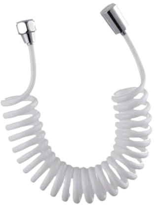KiBcsLic Spring Flexible Shower Hose Telescopic Anti Twist Spiral Flexible Shower Hose for Handheld Bidet Sprayer, White