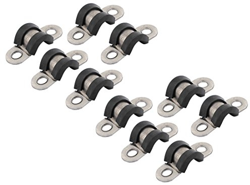 sourcing map 10 Stk 8 mm Durchmesser Gummi gefüttert U-förmige Edelstahl Schlauch Schellen Klemmen Kabel DE de