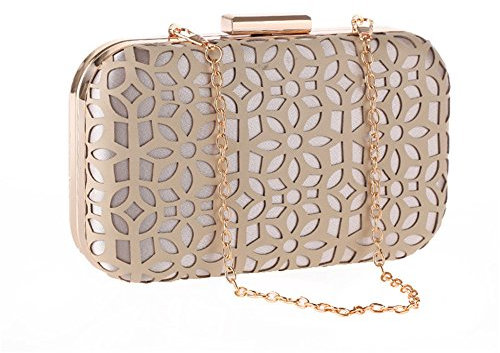 Borsa da sera da donna con pochette in pelle PU, taglio laser, Beige