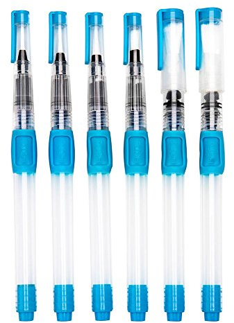 Wasserpinsel 6 Stück Aquarell-Pinsel Kunststifte mit Auffüllbarem Wasserbehälter Aquarellpinsel Water Brush Pen für Zuhause Atelier Reisen(blau)