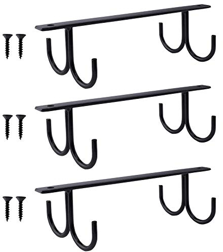 LEVOSHUA Mug Holder, 12 Cabinet Hook Mug Rack, Coffee Cup Holder, Rustic Mug Tree for Small or Large Coffee Mug, Wine Beer Mug, Teapot - Black