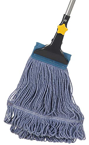 Yocada Fregona de algodón, Resistente, con Extremos en Bucle, para Limpieza húmeda de Suelos, de Grado Industrial, con Palo de Hierro y Abrazadera de mandíbula, 132 cm de Largo