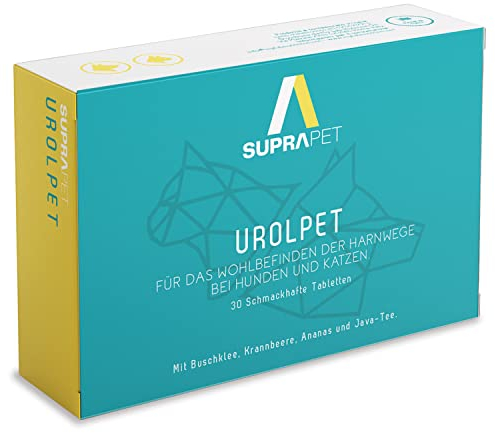 Suprapet Urolpet Cani e Gatti Cistite e Vie Urinarie 30 compresse - Fino a 2 Mesi di Fornitura - per Prostata con Lespedeza, Mirtillo Rosso, Ananas, tè di Giava
