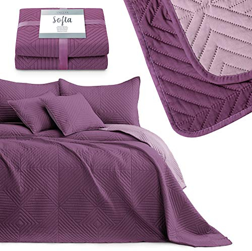 AmeliaHome Copriletto double-face, 220 x 240 cm, colore: viola lilla