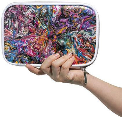FANTAZIO Bleistift-Organizer Kaleidoskop-Muster PU-Leder Kosmetiktasche Bleistiftbox Groß für Bleistifte oder Make-up Pinsel