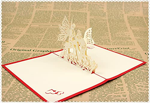 KUNSTIFY 3D Pop Up Karte, Grußkarte Geschenk für Freundin Jahrestag Männer Frauen Vater Mutter Paar Hochzeit Geschenke zur Liebe Liebeserklärung Hochzeitsgeschenke Herz Kuss (Märchen)