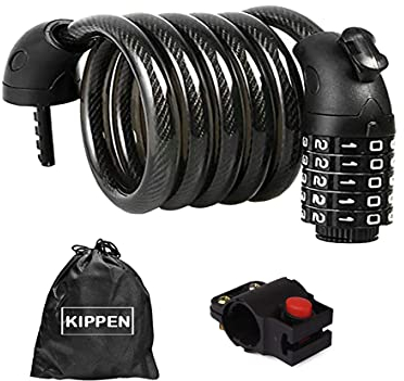 Kippen 2012A - Cavo Antifurto per Bici con Combinazione a 5 cifre. Lunghezza: 180 cm.