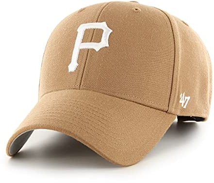 '47 MLB Pittsburgh Pirates MVP Unisex-Baseballkappe, Verstellbar, Hochwertiges Design und Verarbeitung, White Logo, Camel